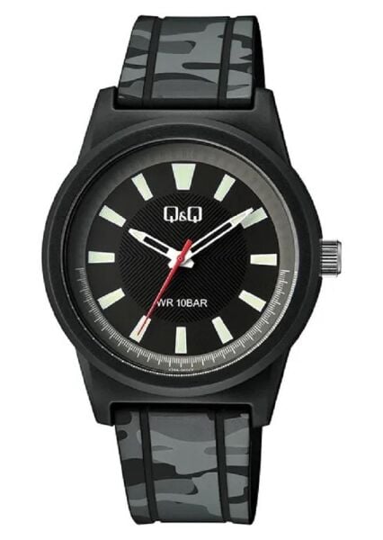 Q&Q V35A-001VY Kamuflaj Silikon 10 Atm Su Geçirmez Çocuk Kol Saati