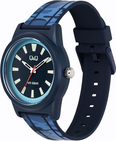 Q&Q V35A-002VY Kamuflaj Silikon 10 Atm Su Geçirmez Çocuk Kol Saati