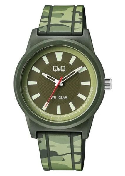 Q&Q V35A-003VY Kamuflaj Silikon 10 Atm Su Geçirmez Çocuk Kol Saati