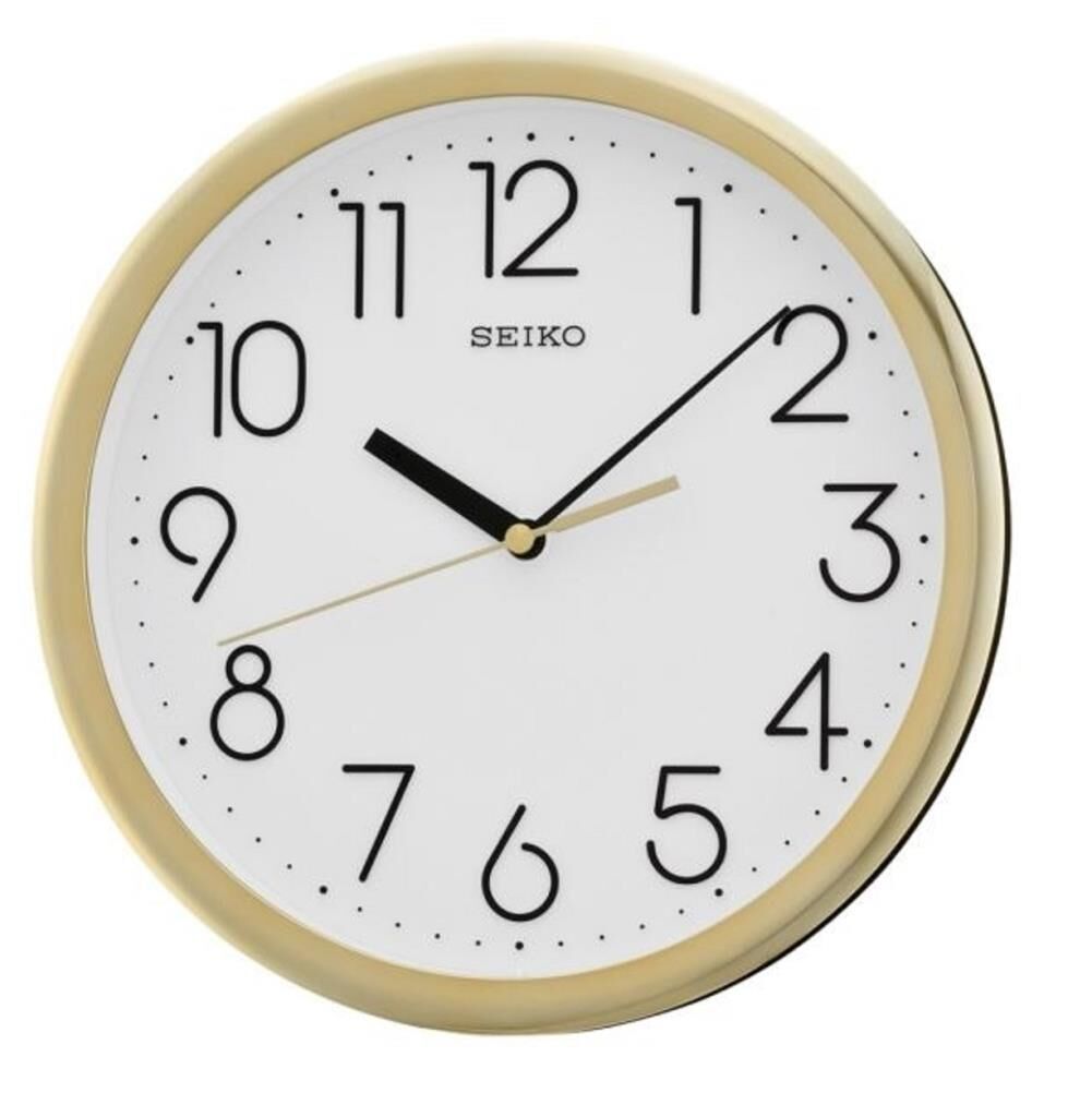 Seiko QXA582G Plastik Kasa Gold Renkli 25.8 cm Çaplı Quartz Mekanizmalı Duvar Saati