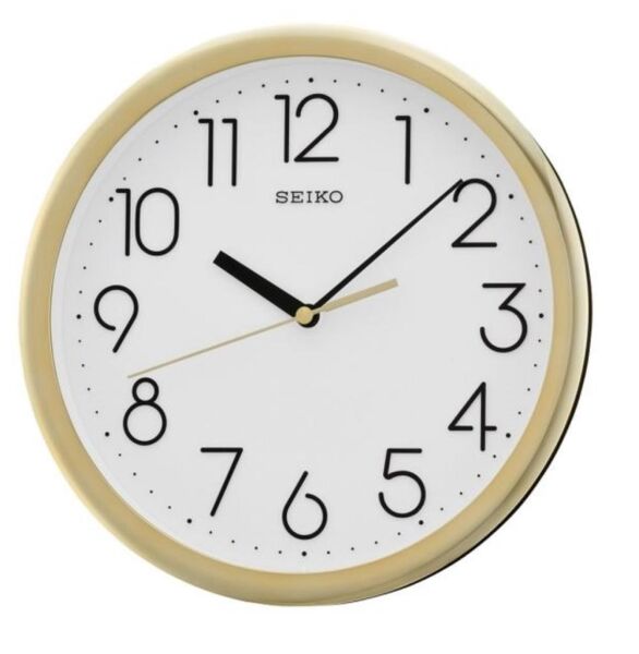 Seiko QXA582G Plastik Kasa Gold Renkli 25.8 cm Çaplı Quartz Mekanizmalı Duvar Saati