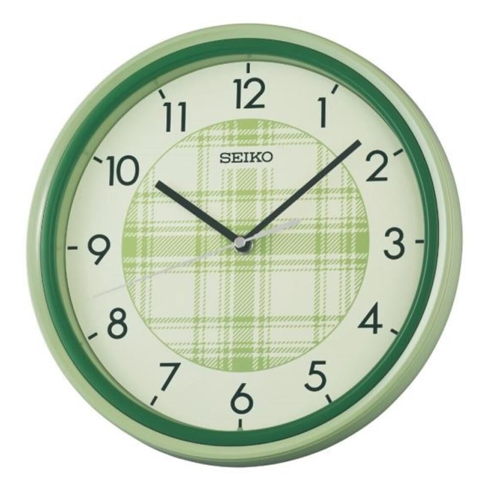 Seiko QHA016M Plastik Kasa Yeşil Renkli 27.5 cm Çaplı Quartz Mekanizmalı Duvar Saati