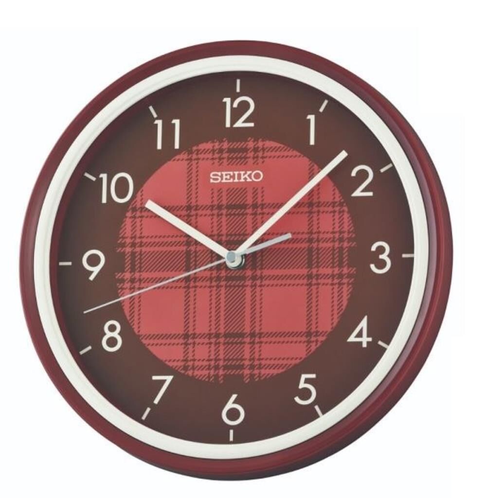 Seiko QHA016R Plastik Kasa Bordo Renkli 27.5 cm Çaplı Quartz Mekanizmalı Duvar Saati