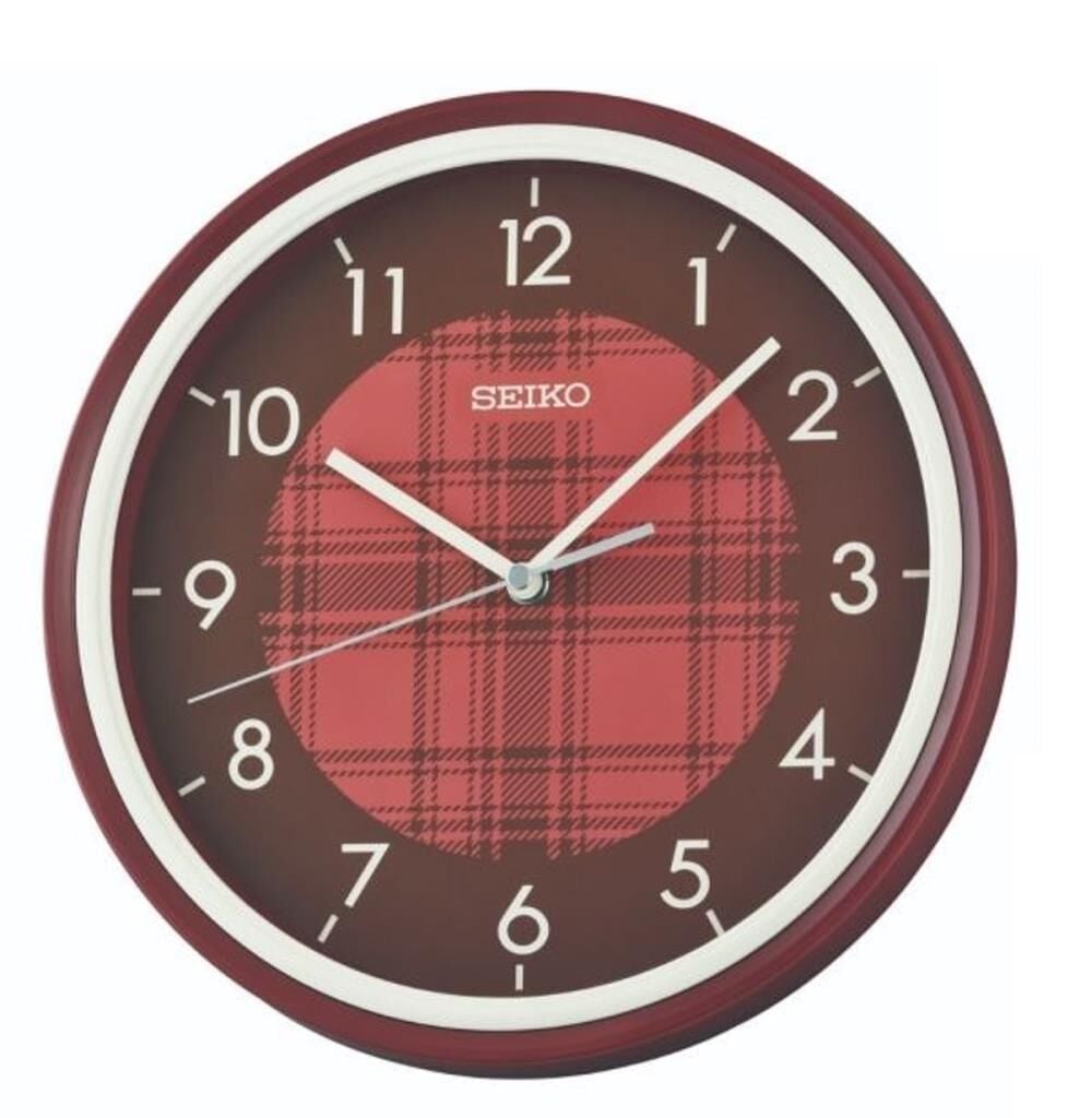 Seiko QHA016R Plastik Kasa Bordo Renkli 27.5 cm Çaplı Quartz Mekanizmalı Duvar Saati