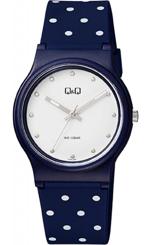 Q&Q VP46J059Y Beyaz Puanlı Silikon 10 Atm Su Geçirmez Çocuk Kol Saati