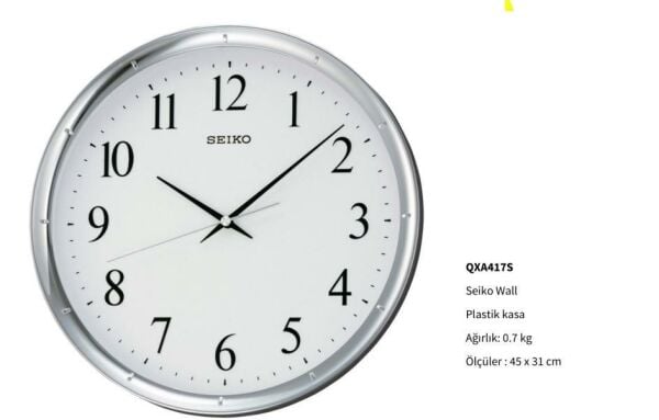 Seiko QXA417S Metalik Renkli Plastik Kasa Quartz Mekanizmalı Duvar Saati