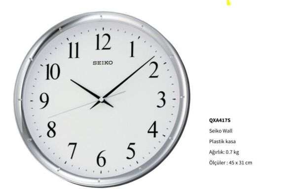 Seiko QXA417S Plastik Kasa Metalik Renkli 31.1 cm Çaplı Quartz Mekanizmalı Duvar Saati