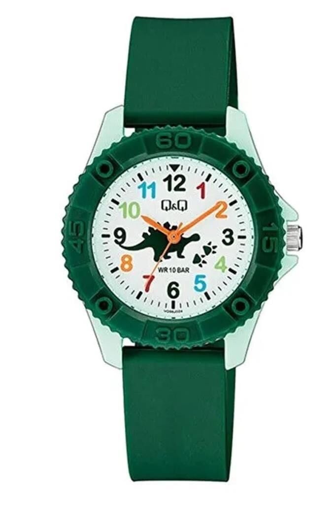Q&Q VQ96J024Y Dinazor Desenli Silikon 10 Atm Su Geçirmez Çocuk Kol Saati