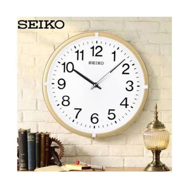Seiko QXA652G Plastik Kasa Gold Renkli 31.4 cm Çaplı Modern Dekoratif Quartz Saniye Mekanizmalı Duvar Saati