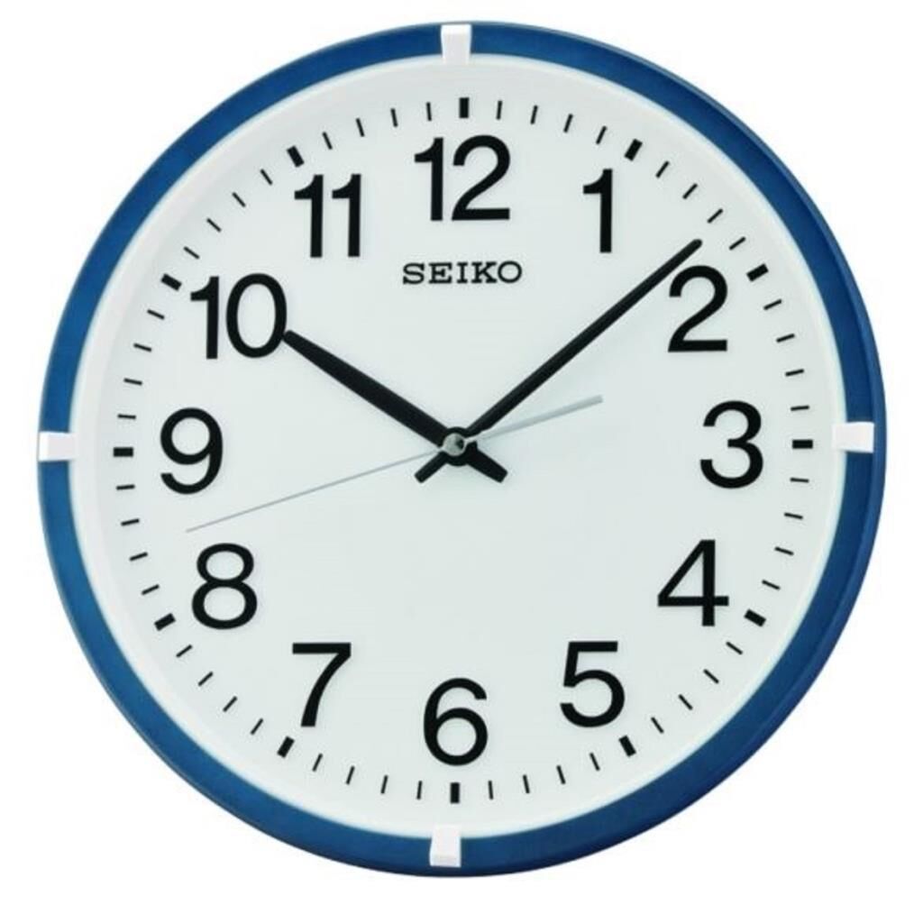 Seiko QXA652L Plastik Kasa Lacivert Renkli 31.4 cm Çaplı Modern Dekoratif Quartz Saniye Mekanizmalı Duvar Saati