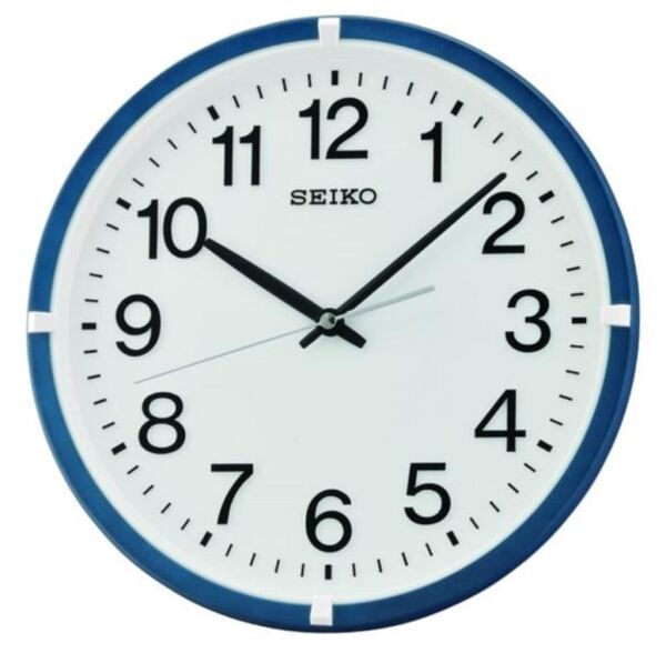Seiko QXA652L Plastik Kasa Lacivert Renkli 31.4 cm Çaplı Modern Dekoratif Quartz Saniye Mekanizmalı Duvar Saati