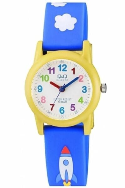 Q&Q VR99J003Y Uzay Mekiği Silikon 10 Bar Su Geçirmez Çocuk Kol Saati