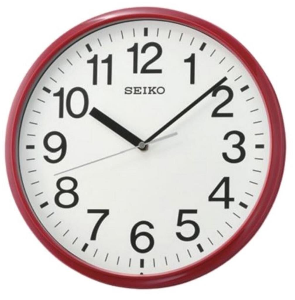 Seiko QXA756R Plastik Kasa Kırmızı Renkli 33 cm Çaplı Quartz Mekanizmalı Duvar Saati
