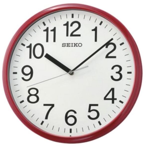 Seiko QXA756R Plastik Kasa Kırmızı Renkli 33 cm Çaplı Quartz Mekanizmalı Duvar Saati