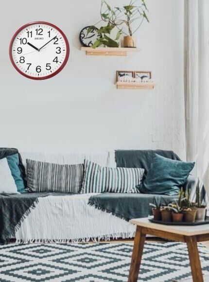 Seiko QXA756R Plastik Kasa Kırmızı Renkli 33 cm Çaplı Quartz Mekanizmalı Duvar Saati