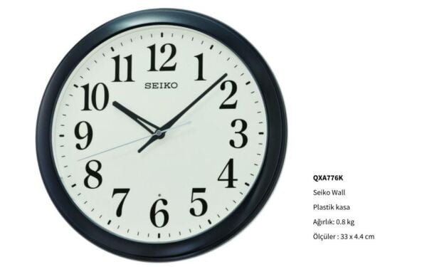 Seiko QXA776K Plastik Kasa Otomatik Işıklı Sensörlü Dekoratif Quartz Saniye Mekanizmalı Duvar Saati