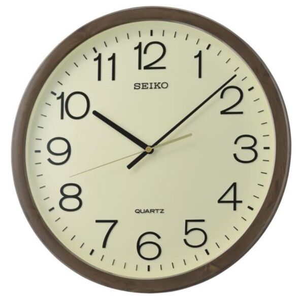 Seiko QXA806B Plastik Kasa Kahverengi Renkli 40 cm Çaplı Quartz Mekanizmalı Duvar Saati