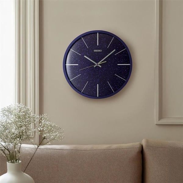 Seiko QXA828A Lacivert Renkli Ahşap Kasa Quartz Mekanizmalı Duvar Saati