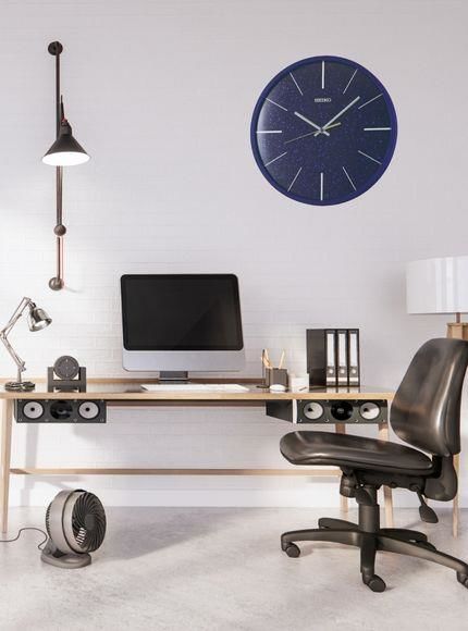 Seiko QXA828A Lacivert Renkli Ahşap Kasa Quartz Mekanizmalı Duvar Saati