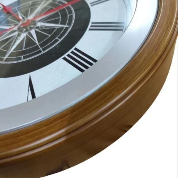 Seiko QXA844B Plastik Kasa Kahverengi Renkli 35 cm Çaplı Pusula Kadranlı Quartz Mekanizmalı Duvar Saati