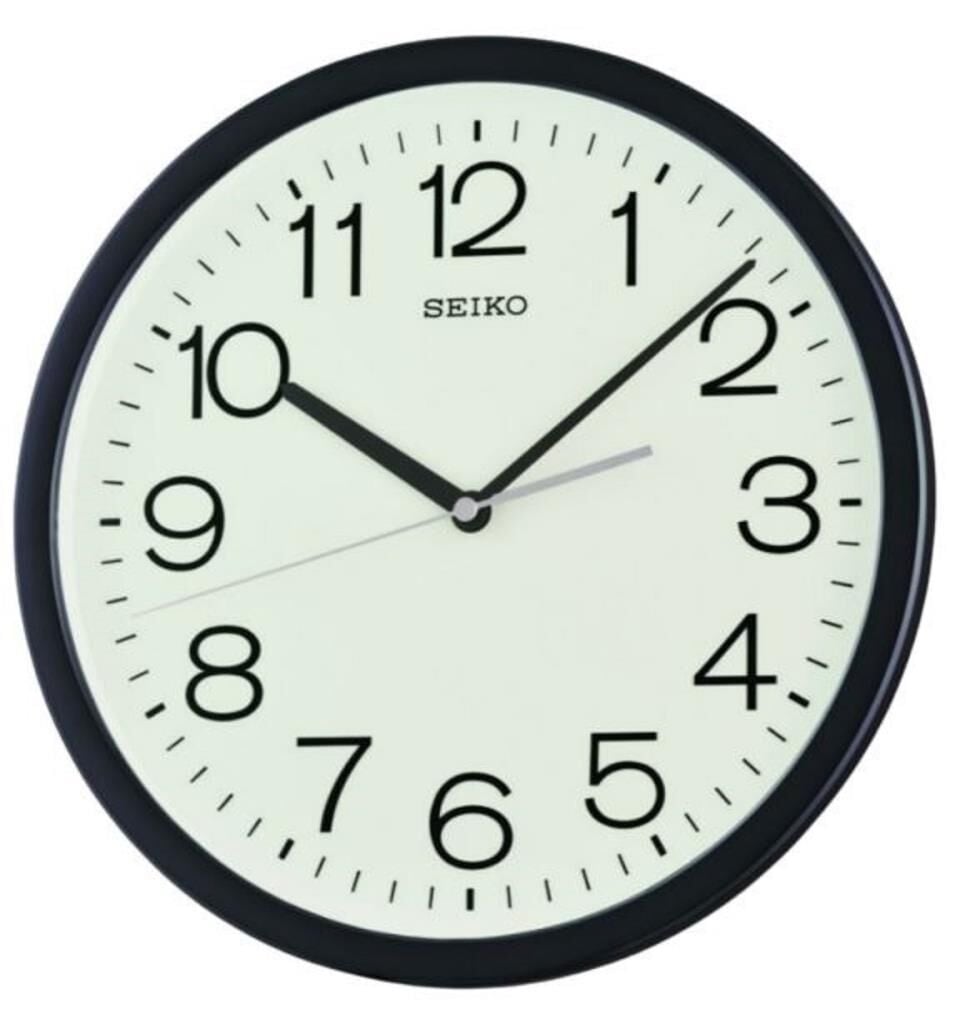 Seiko QXA847K Plastik Kasa Siyah Renkli 31 cm Çaplı Quartz Mekanizmalı Duvar Saati