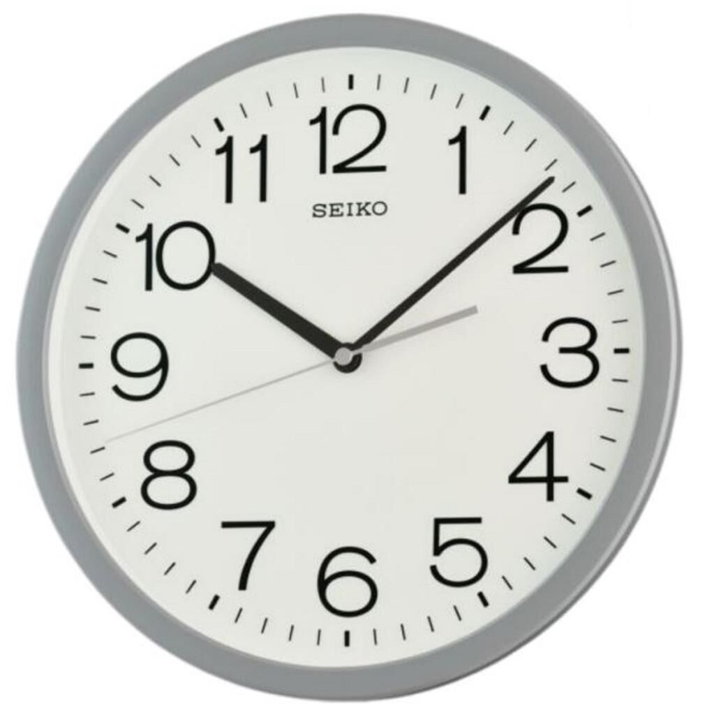 Seiko QXA847N Plastik Kasa Gri Renkli 31 cm Çaplı Quartz Mekanizmalı Duvar Saati