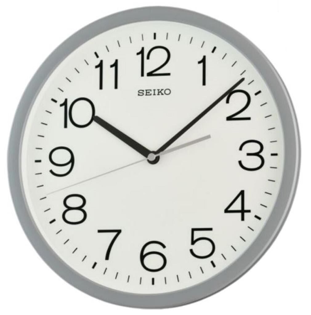 Seiko QXA847N Plastik Kasa Gri Renkli 31 cm Çaplı Quartz Mekanizmalı Duvar Saati