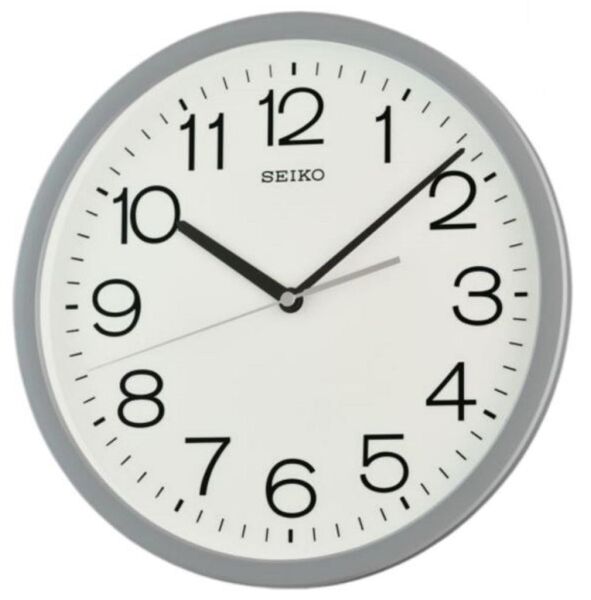 Seiko QXA847N Plastik Kasa Gri Renkli 31 cm Çaplı Quartz Mekanizmalı Duvar Saati