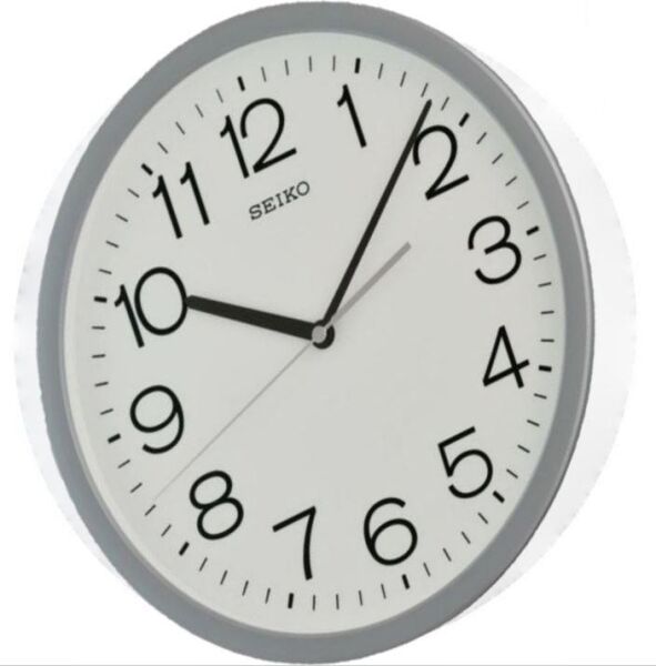 Seiko QXA847N Plastik Kasa Gri Renkli 31 cm Çaplı Quartz Mekanizmalı Duvar Saati