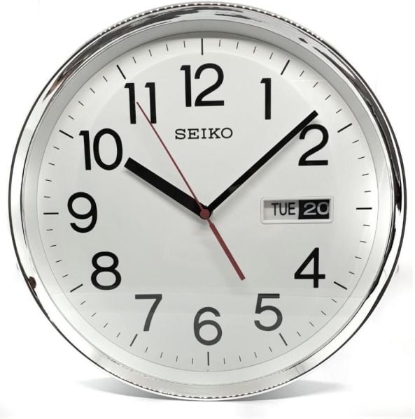Seiko QXF104S Beyaz Renkli Plastik Kasa Takvimli Quartz Mekanizmalı Duvar Saati