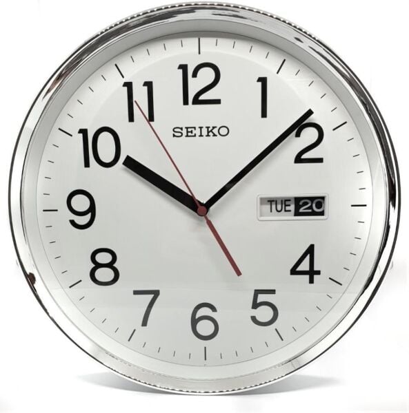 Seiko QXF104S Plastik Kasa Beyaz Renkli 30.3 Çaplı Takvimli Quartz Mekanizmalı Duvar Saati