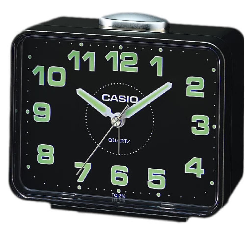 Casio TQ-218-1DF Siyah Ertelemeli Beep Alarmlı Fosforlu Masa Saati