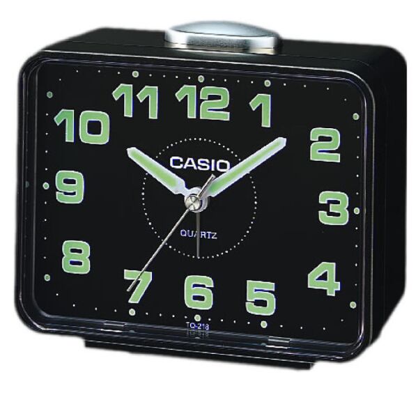 Casio TQ-218-1DF Siyah Ertelemeli Beep Alarmlı Fosforlu Masa Saati