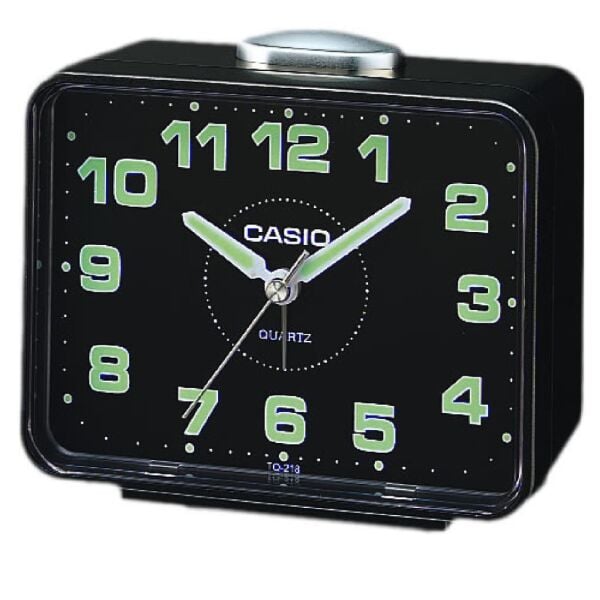 Casio TQ-218-1DF Siyah Ertelemeli Beep Alarmlı Fosforlu Masa Saati