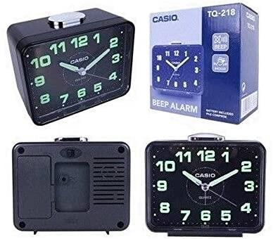 Casio TQ-218-1DF Siyah Ertelemeli Beep Alarmlı Fosforlu Masa Saati
