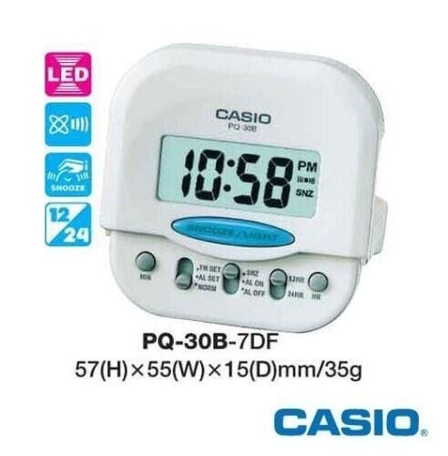 Casio PQ-30B-7DF Mini Seyahat Ertelemeli Beep Alarm Işıklı 12/24 Saat Dilimi Özellikli Masa Saati