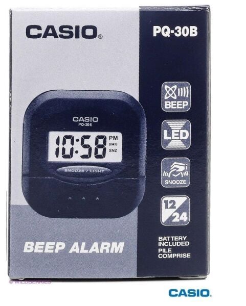 Casio PQ-30B-7DF Mini Seyahat Ertelemeli Beep Alarm Işıklı 12/24 Saat Dilimi Özellikli Masa Saati