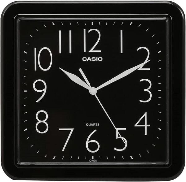 Casio IQ-06-1DF Plastik Kasa Siyah Renkli 24.5 x 23 cm Çaplı Modern Quartz Saniye Mekanizmalı Duvar Saati