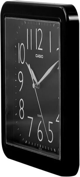 Casio IQ-06-1DF Plastik Kasa Siyah Renkli 24.5 x 23 cm Çaplı Modern Quartz Saniye Mekanizmalı Duvar Saati