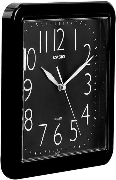 Casio IQ-06-1DF Plastik Kasa Siyah Renkli 24.5 x 23 cm Çaplı Modern Quartz Saniye Mekanizmalı Duvar Saati