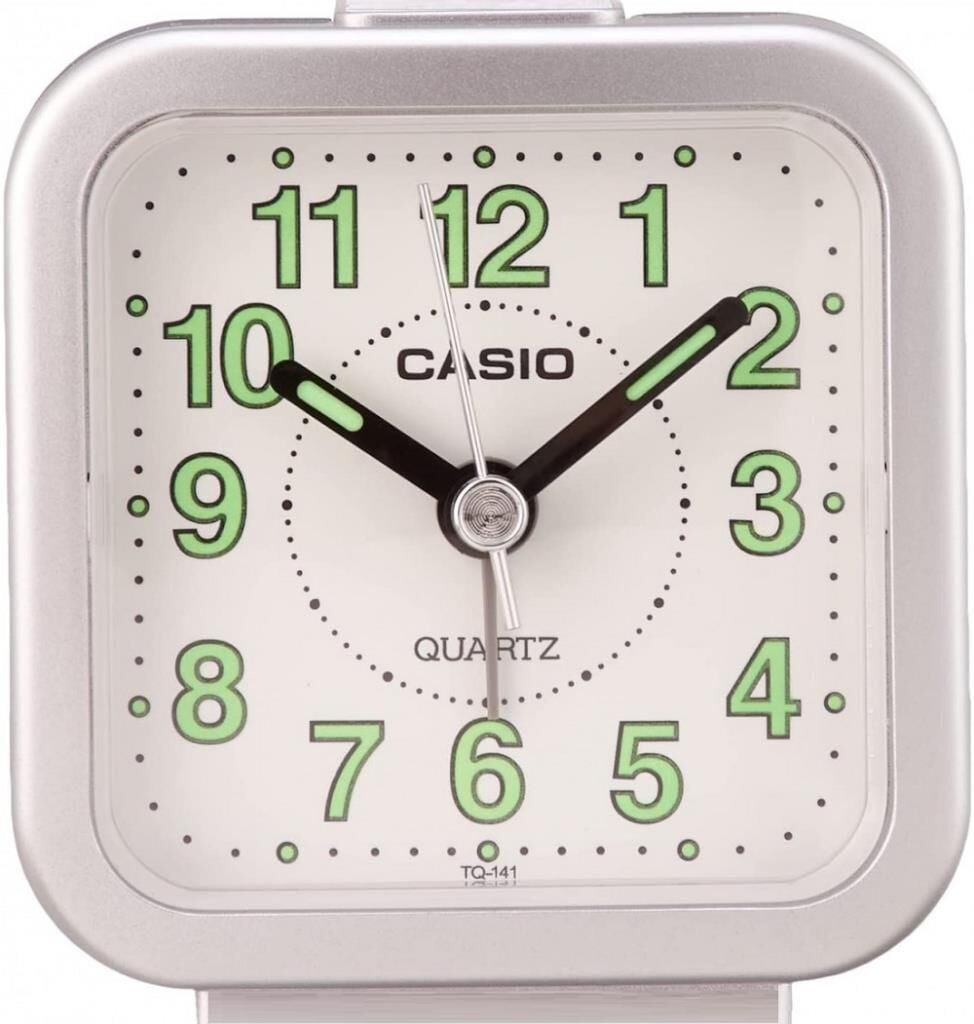 Casio TQ-141-8DF Beyaz Beep Alarmlı Fosforlu Masa Saati