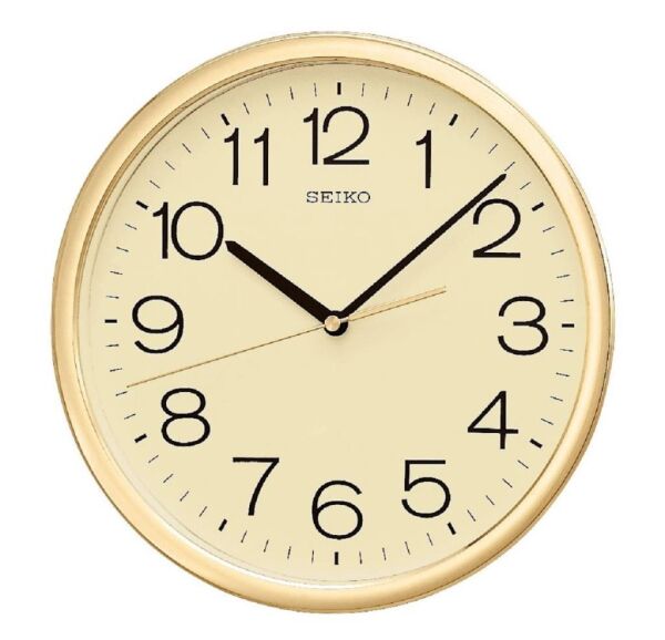 Seiko QXA014A Plastik Kasa Gold Renkli 31.1 cm Çaplı Modern Quartz Saniye Mekanizmalı Duvar Saati