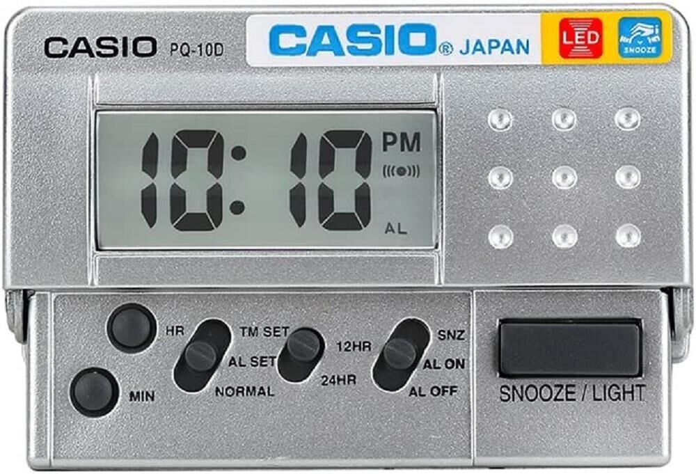 Casio PQ-10D-8RDF Mini Seyahat Ertelemeli Beep Alarm Işıklı 12/24 Saat Dilimi Özellikli Masa Saati