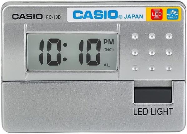 Casio PQ-10D-8RDF Mini Seyahat Ertelemeli Beep Alarm Işıklı 12/24 Saat Dilimi Özellikli Masa Saati