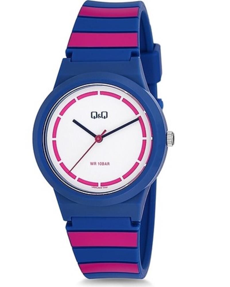Q&Q VR94J809Y Pembe Mavi Renk Silikon 10 Atm Su Geçirmez Çocuk Kol Saati