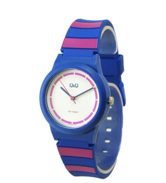 Q&Q VR94J809Y Pembe Mavi Renk Silikon 10 Atm Su Geçirmez Çocuk Kol Saati