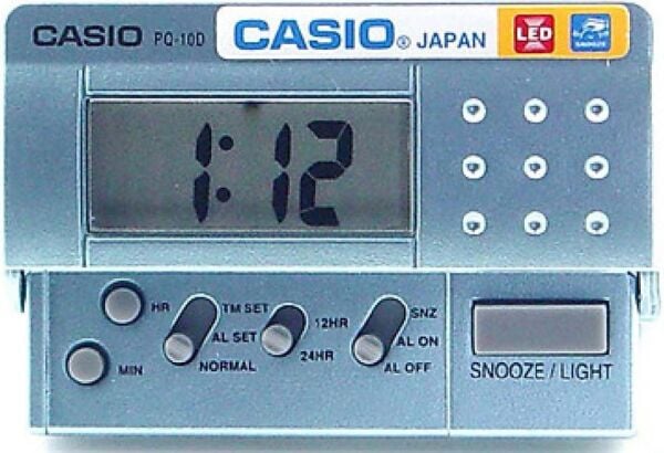 Casio PQ-10D-2RDF Mini Seyahat Ertelemeli Beep Alarm Işıklı 12/24 Saat Dilimi Özellikli Masa Saati