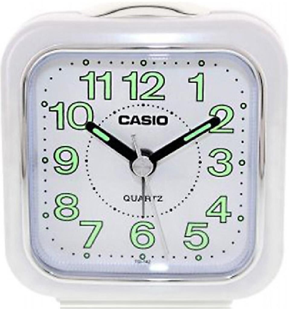 Casio TQ-142-7DF Beyaz Beep Alarmlı Işıklı Fosforlu Masa Saati