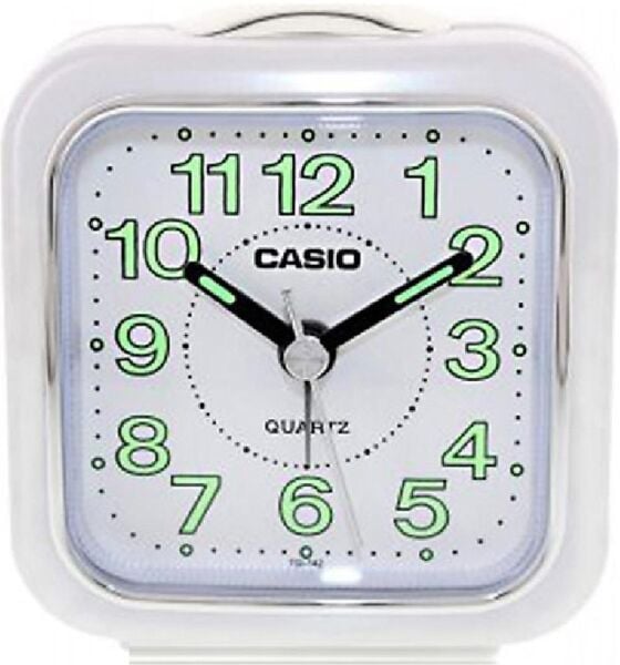 Casio TQ-142-7DF Beyaz Beep Alarmlı Işıklı Fosforlu Masa Saati
