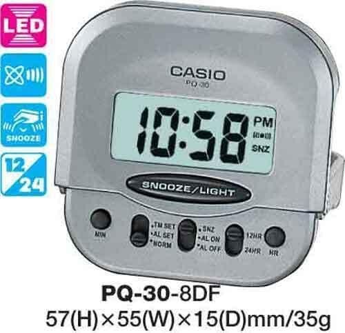 Casio PQ-30-8DF Mini Seyahat Ertelemeli Beep Alarm Işıklı 12/24 Saat Dilimi Özellikli Masa Saati